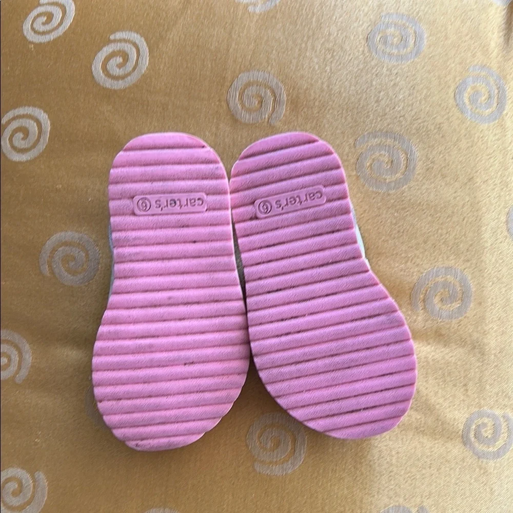 Girls 6 Carter's White and Pink Sandals with Crossover Straps